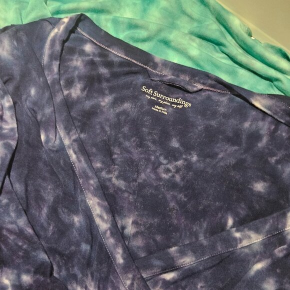 Soft Surroundings Dress Size M Tie-Dye Navy & Teal Boho Maxi Soft Knit Flowy - Picture 12 of 14